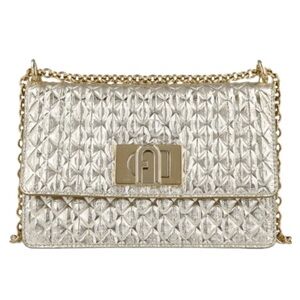 Furla Platinum/Gold Quilted Crossbody Bag